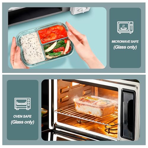 5 Pack Glass Meal Prep Containers Set with Lids