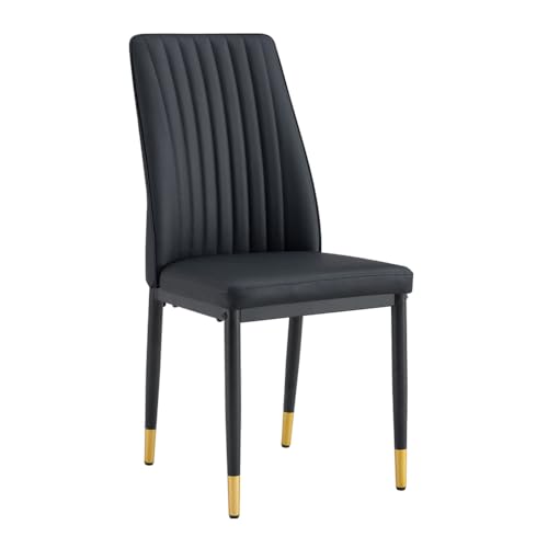 Modern Dining Chairs PU Leather Kitchen Chairs Set with Metal Legs Armless Upholstered Chair for Dinner Room