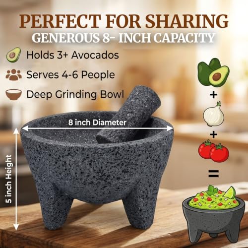 The Original Molcajete Mexicano Bowl Handmade of Authentic Lava Rock