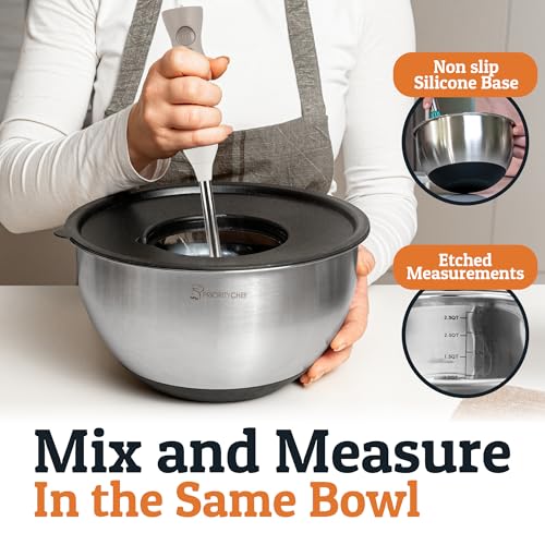 Stainless Steel Mixing Bowls with Lids Set (Black)