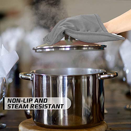 BPA Free Soft Silicone 4 Piece Oven Mitts & Pot Holders Set (Gray / 4-Piece Oven Mitts & Pot Holders Set)