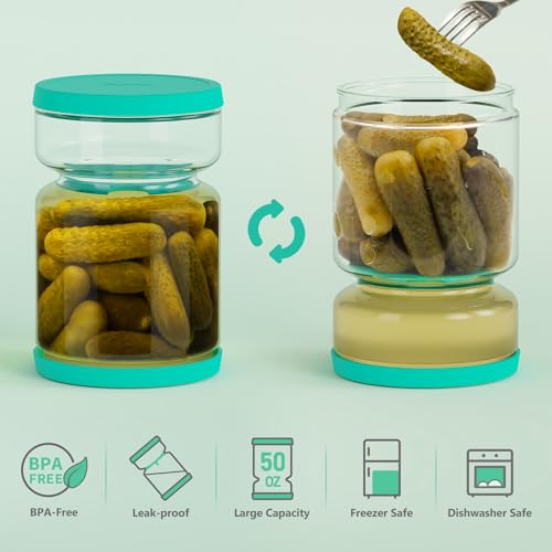 Glass Pickle Jar with Strainer Flip