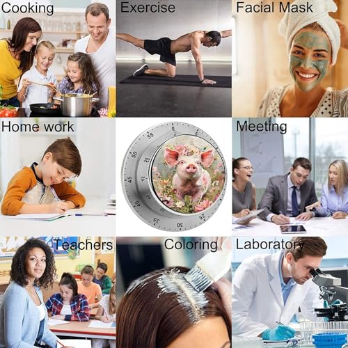 Pig Floral Kitchen Timer Mechanical No (Style / One Size)