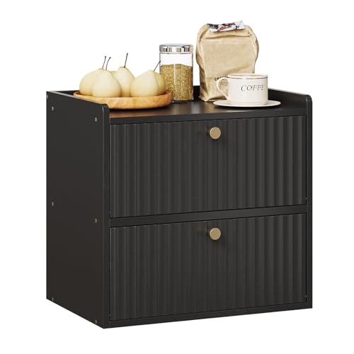 Rustic Bread Box for Kitchen Countertop Bamboo Bread Storage Container Bin Double Layer BreadBox Farmhouse Large Capacity Food Organizer