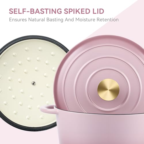 4.5 Quart Enameled Dutch Oven Pot with Lid (4.5 QT / Pink)