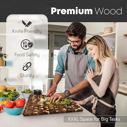30" x 20" Acacia Wood End Grain Cutting Board Extra Large