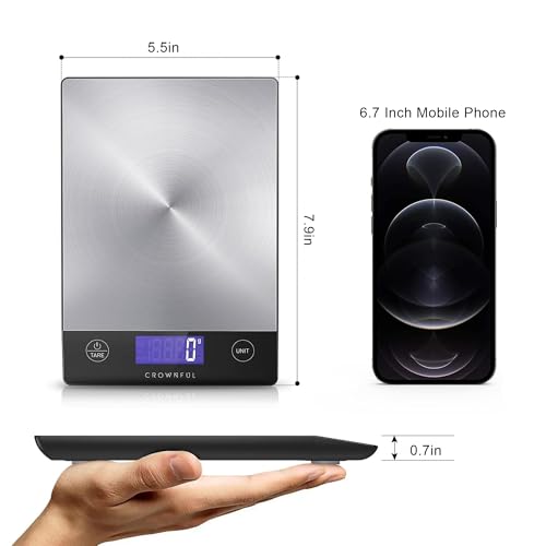 Food Scale Rechargeable 304 Stainless Steel Digital Kitchen Scale Weight Grams and Ounces with LCD Display