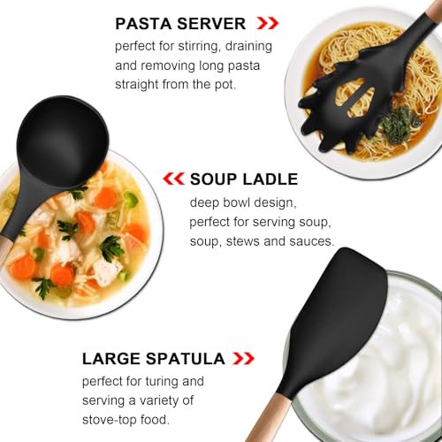 Silicone Kitchen Utensils Set of 6 (Standard 6-Piece Set / Black)