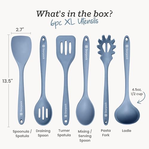 Starpack Like a Boss XL Silicone Cooking Utensils Set (Light Blue / XL Size Set of 6, 13.5")