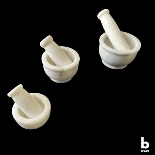 Marble Granite Mortar and Pestle Set (Kundi White Marble / 5 Inch)