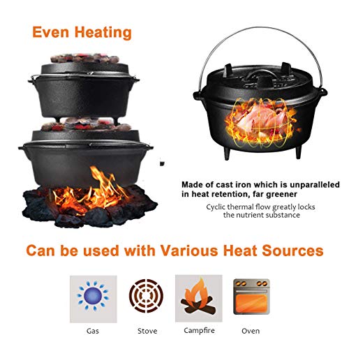 6QT Cast Iron Dutch Oven (Pot 6Qt+ Skillet)