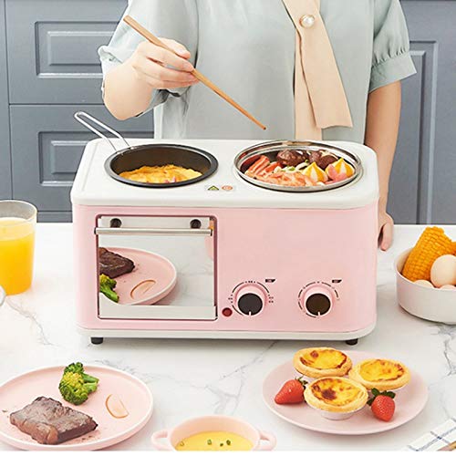 Electric 3 In 1 Household Breakfast Machine Mini Bread Toaster Baking Oven Omelette Fry Pan Hot Pot Boiler Food Steamer (E)