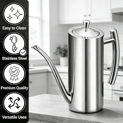 SUS304 24oz 700mL Stainless Steel Olive Oil Dispenser (24 oz, Vertical Handle)