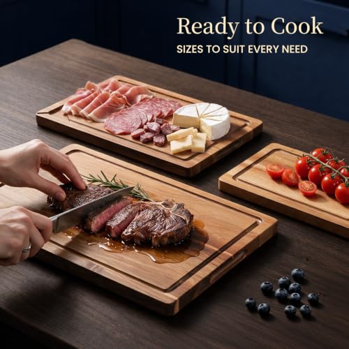 Food Safe Acacia Wood Cutting Board Set (3-Piece Set)