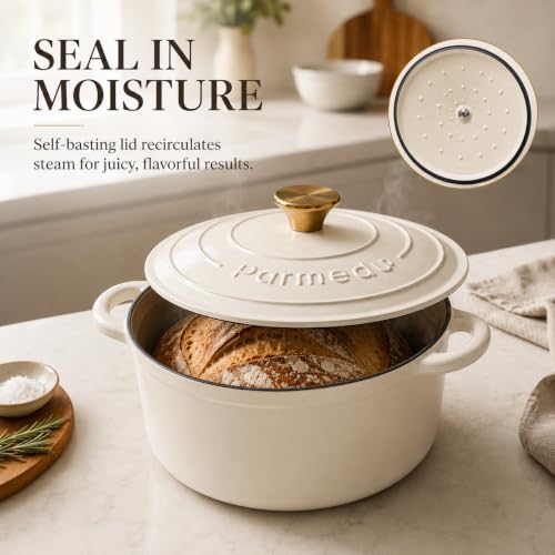 5.5QT Enameled Cast Iron Dutch Oven for Sourdough Bread White (Cream White / 5.5QT)