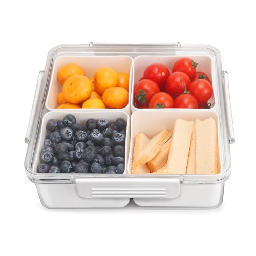 Divided Serving Tray Snack Box with Lid and Handle